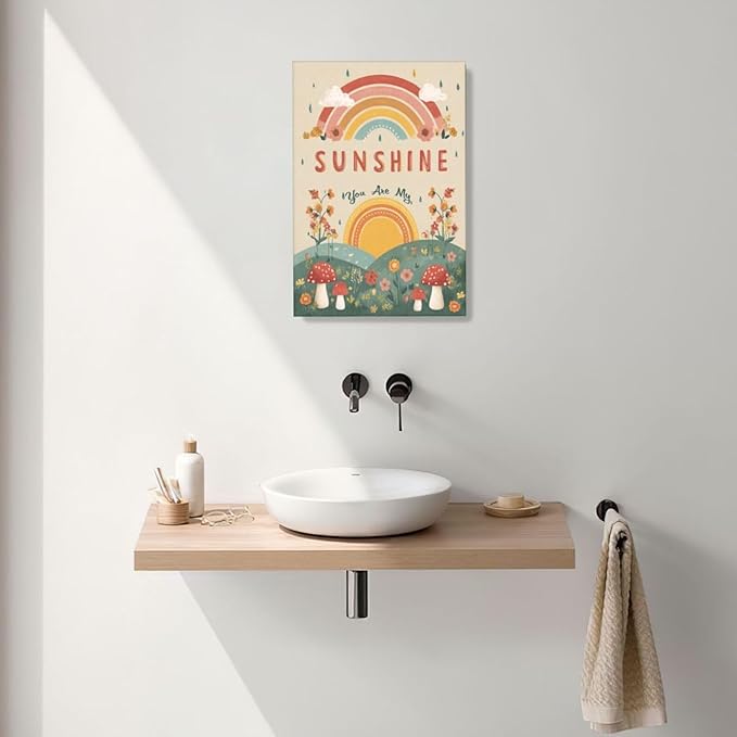 You Are My Sunshine Inspirational Canvas Wall Art Motivational Encouragements Wall Decor First Communion Gifts for Girls Boys Toddler Teens Pictures Painting Print Artwork Framed Decorations Nursery Dorm Bedroom 16"x24"