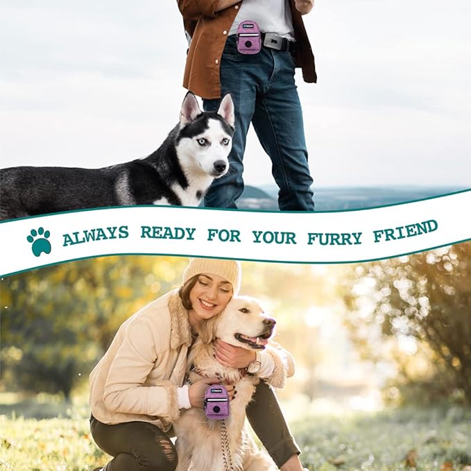 PetAmi Dog Poop Bag Holder for Leash, Dog Waste Dispenser with Clip for Puppy Walking, Purple