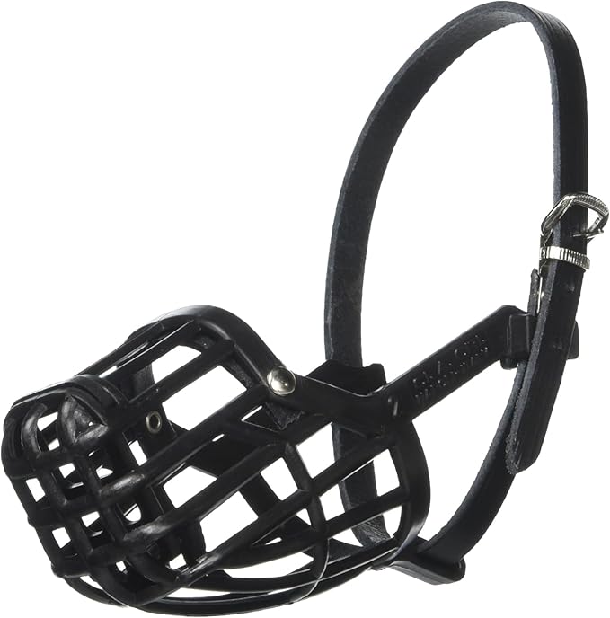Leather Brothers Italian Basket Dog Muzzle, Adjustable Secure Fit, Comfortable Design, Training and Safety, Averts Biting, Prevents Chewing and Scavenging, Perfect for Grooming - Black, Size 1