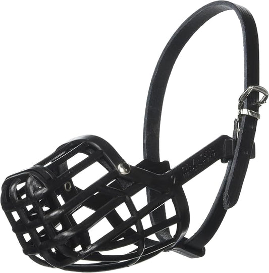 Leather Brothers Italian Basket Dog Muzzle, Adjustable Secure Fit, Comfortable Design, Training and Safety, Averts Biting, Prevents Chewing and Scavenging, Perfect for Grooming - Black, Size 2