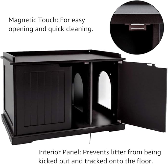unipaws Cat Litter Box Enclosure Furniture, Cat Washroom, Hidden Litter Box Cover, Cabinet for Large Cat, Dog Proof Cat Litter Boxes, Hideaway Litter Box, Cat House