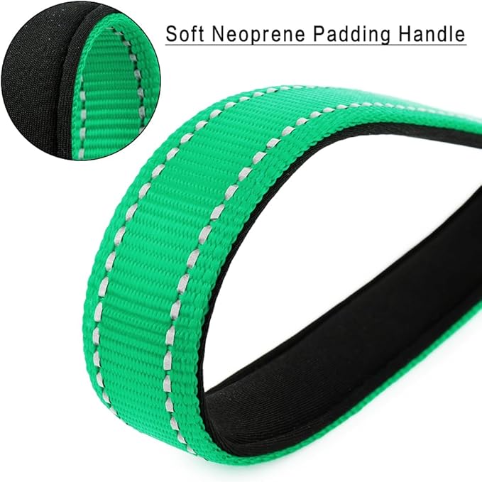 PLUTUS PET 10” Short Dog Leash, Reflective Nylon Padded Handle, Strong Traffic Leash with Carabiner Clip, Perfect for Large or Medium Dogs(10”,Green