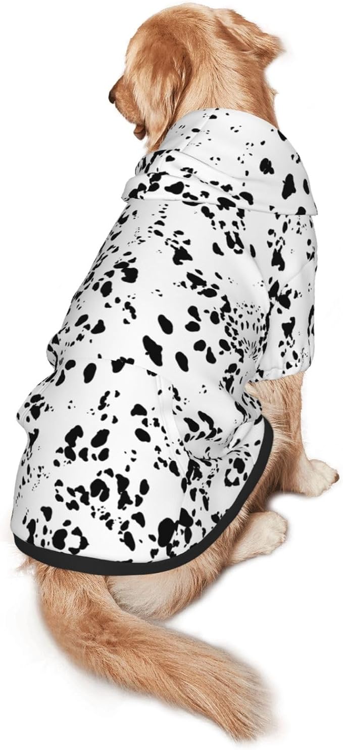 Dalmatian Hoodie, Cute Halloween Cosplay Winter Costume With Pocket, Dalmatians Print Clothes for Medium Large Dogs XXX-Large