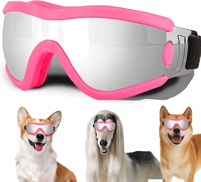 Medium Dog Sunglasses with Adjustable Strap UV Protection, Winproof Puppy Sunglasses, Suitable for Dogs Eyes Protection,Soft Dog Goggles