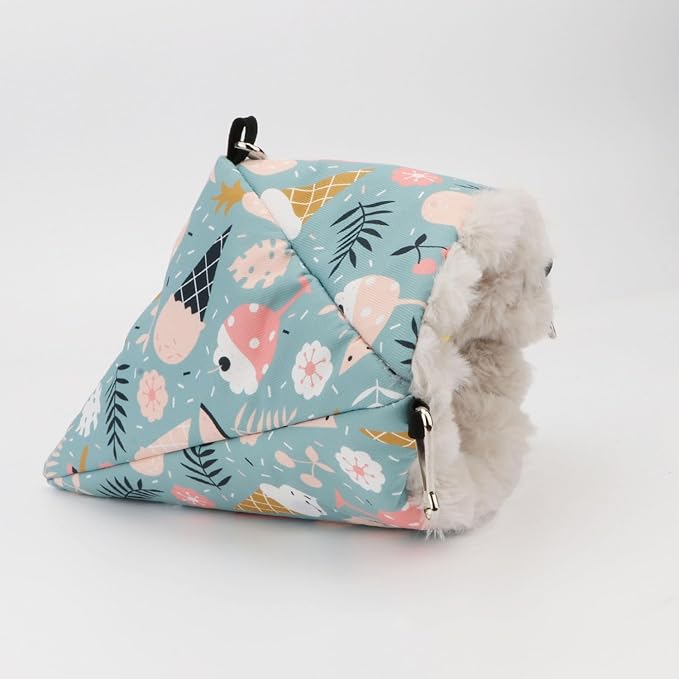 Wontee Bird Nest House Winter Warm Hanging Hammock Bird Bed Snuggle Hut for Parakeets Budgies Caique Conures Cockatiels (Medium, Blue)