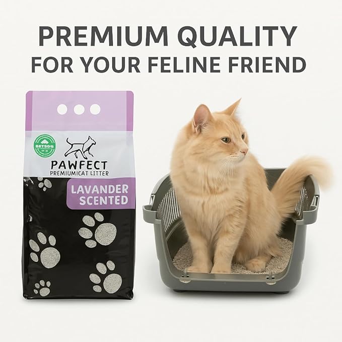 Lavender Scented Clumping Cat Litter – 9.6 lb / 5L, Lightweight, Dust-Free, Strong Odor Control, Turkish White Bentonite