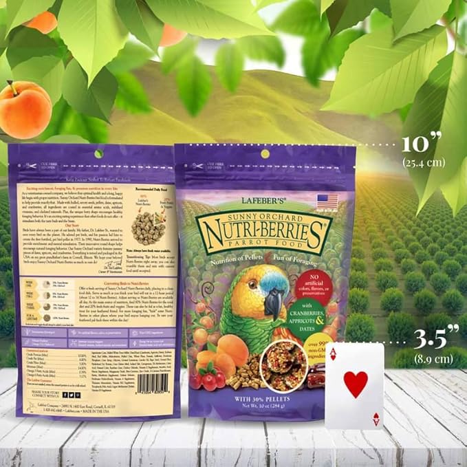 LAFEBER'S Sunny Orchard Nutri-Berries Pet Bird Food, Made with Non-GMO and Human-Grade Ingredients, for Parrots (10 oz Pack of 2)