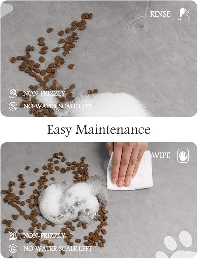 Pet Feeding Mat-Absorbent Dog Mat for Food and Water Bowl-No Stains Quick Dry Water Dispenser Mat-Dog Accessories Pet Supplies-Bowl for Messy Drinkers(LIGHTGREY,23"x34"