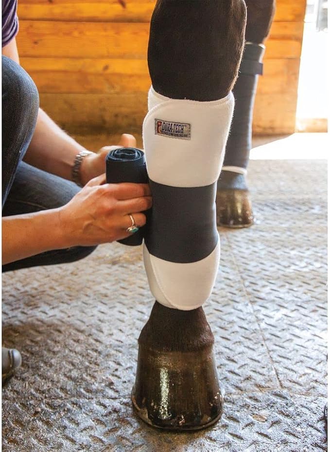 Dura-Tech Tekno-Dri No Bow Leg Wraps for Horses | Size 16" | Enhanced with Tekno-Dri | Sweat-Absorbing | Ideal for Stall Wrapping & Trailering | 30" Long | Sold in Pairs