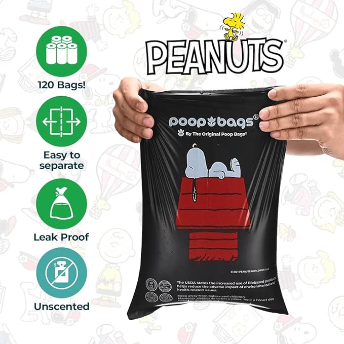 The Original Poop Bags® Peanuts Dog Waste Bags – 38% Plant Based, Leak-Proof & Durable, Large Dog Poop Bags for Dispensers, Unscented (960 Count)