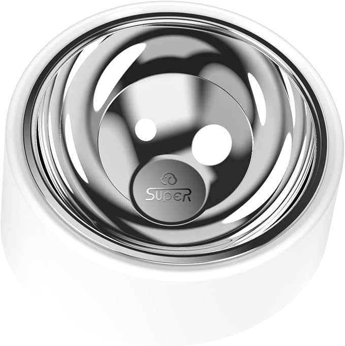 15° Tilted Elevated Dog Bowl in White, Anti-Choke Non-Spill Stainless Steel Pet Bowl, Detachable 2-in-1 Easy Access Feeder for Medium Dogs and Cats (Size M)