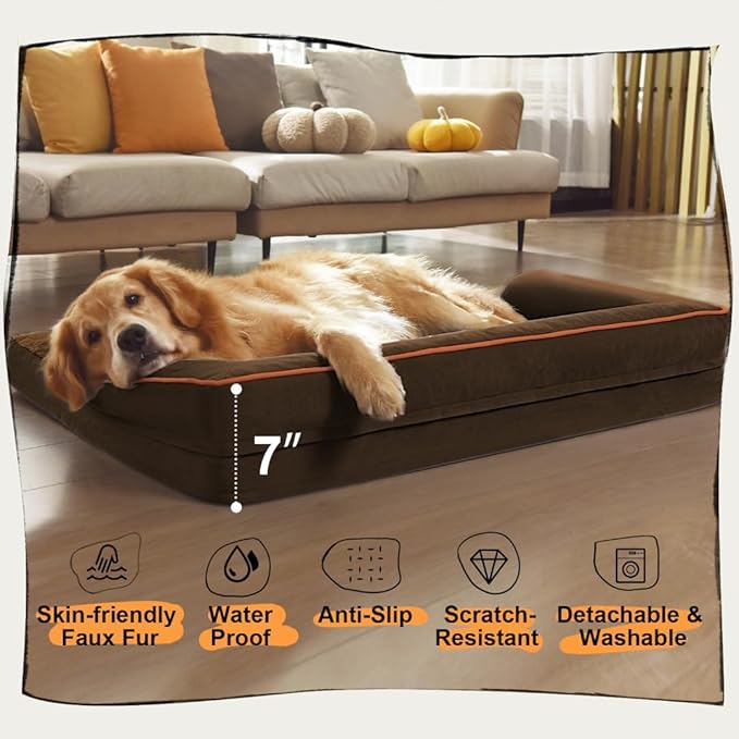 Small Dog Bed Orthopedic Washable Cat Bed Memory Foam Couch Sofa Comfy Pet Beds with Waterproof Removable Cover & Non-Slip Bottom