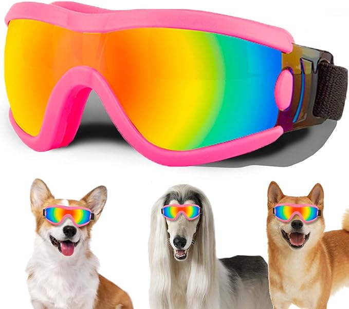 Medium Dog Sunglasses with Adjustable Strap UV Protection, Winproof Puppy Sunglasses, Suitable for Dogs Eyes Protection,Soft Dog Goggles
