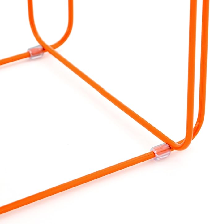 Wire & Dine Elevated Dog Bowls Stand for Medium & Large Sized Dogs - 2 Stainless Steel 8 Cup Dishes - Non-Skid, Modern Minimalist Design, Dishwasher Safe, Orange Frame Holder - Made in USA