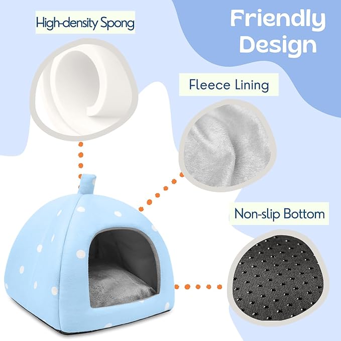 Guinea Pig Hideout and Tunnel Set, Soft Plush Bed & Play Tunnel for Guinea Pigs, Rabbits, Ferrets, Small Animals - Washable Accessories for Resting, Hiding, Exercising