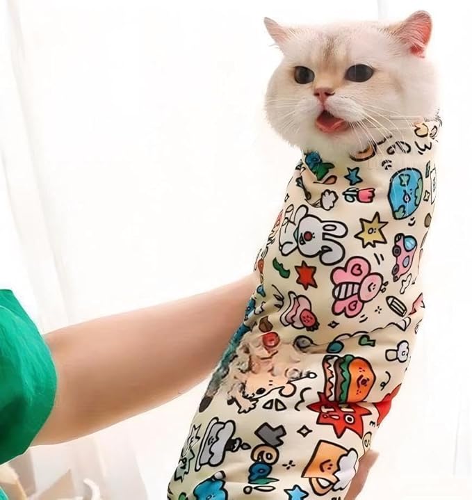 MOYEE 27.6" Cat Grooming Wrap Cat Wrap for Cutting Nails Cat Restraint for for Medicine, Nail Clipping, Teeth Brushing, Ear Cleaning