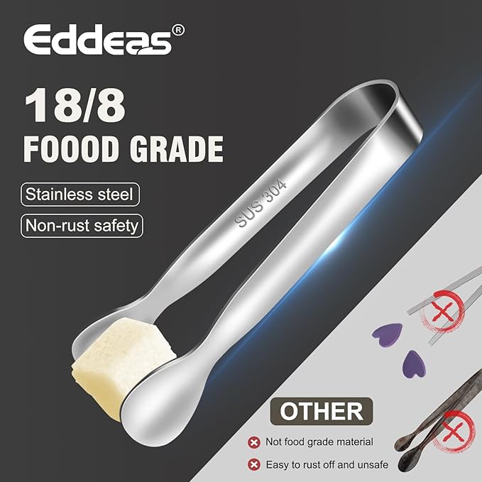 Mini Tongs For Serving Food,Set fo 12 Small Tongs For Appetizers,Small Stainless Steel Metal Cooking Tong,for Tea Party Coffee Bar, 4 inch Sugar Tong - Silver