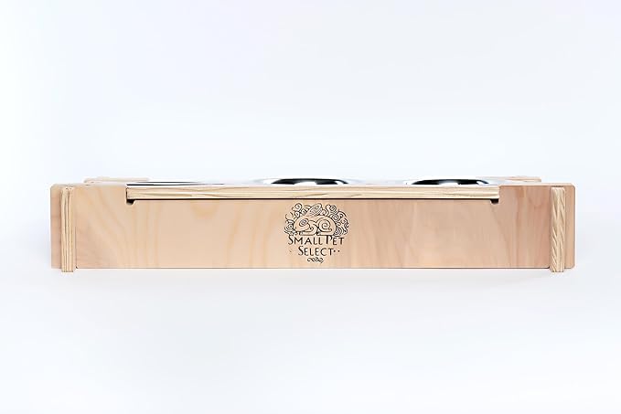 Small Pet Select - Raised Bowl Holder with Three Feeding Bowls for Rabbits, Cats, Dogs, and Other Small Animals