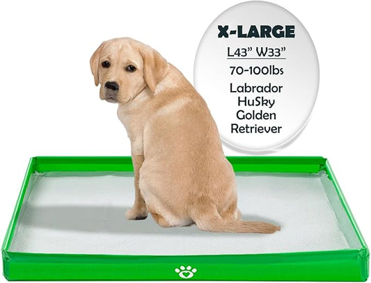 MEEXPAWS Dog Pee Pad Holder Foldable, Puppy Pad Holder Liner Base High Side, Dog Litter Box Indoor 44’’x33’’, Training Leak-Proof Easy Clean
