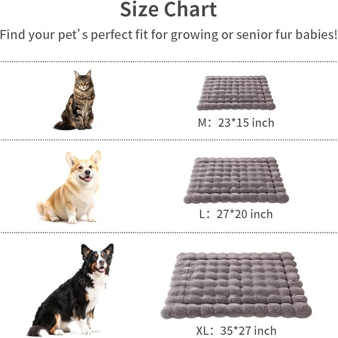 Cat Beds for Indoor Cats Faux Fur Pet Pad Mat Plush Kitten Bed with Non-Slip Bottom for Carriers/Couch Dog & Puppy Friendly 35 x 27 Inch X-Large Gery