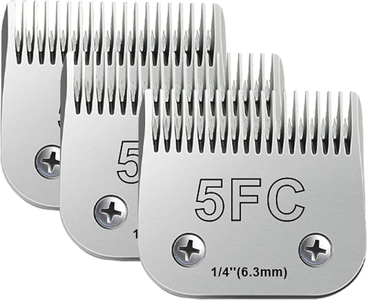 3pcs 5FC Blades for Dog Grooming Blades Compatible with Andis,Oster A5,Wahl km10 Dog Clippers,Size-#5FC, 1/4-Inch Cut Length (6.3mm) (3pcs #5FC (6.3mm))