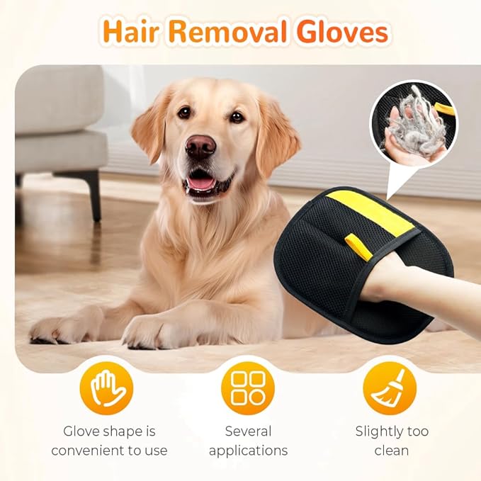 Pet Hair Remover Gloves, 2025 New Electrostatic Pet Hair Removal Gloves, Reusable Grooming Glove for Cats & Dogs