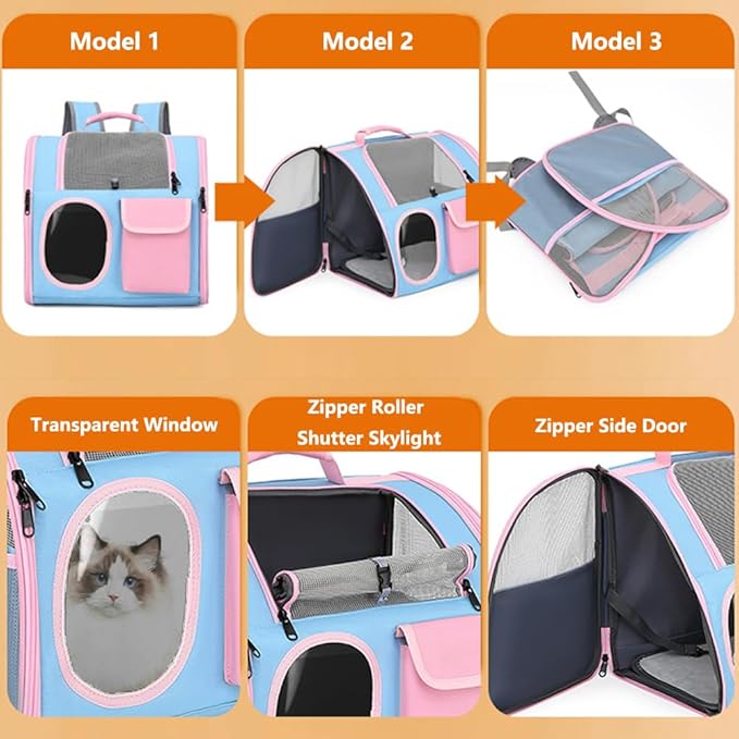【See-Through Bubble Window】 Pet Carrier Backpack for Cats & Small Dogs | Bubble Backpack with Breathable Mesh | for Travel, Hiking, Camping & Outdoor | Hands-Free Pet Carrier for Animals Up to 15lbs