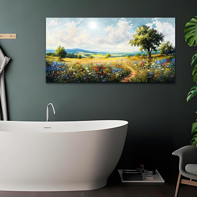 hyidecorart Nature Field Scenery Abstract Painting Framed Wall Art For Living Room Bedroom Wall Decor Pictures Artworks Modern Wall Decorations For Office Canvas Prints Home Art Decor Ready To Hang