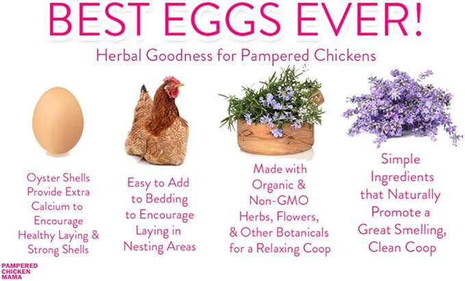 Pampered Chicken Mama Best Eggs Ever! Nesting Herbs for Chickens (2 Pounds Total) for Chicken Nesting Boxes Calcium Supplement for Chickens | Chicken Feed Supplies, Hen Treats for Coops (2 Bags)