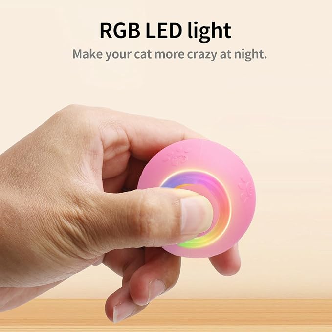 Interactive Cat Toys for Indoor Cats with Birds Chirping and RGB Light - Motion Activated Ball for Bored Adult Cats