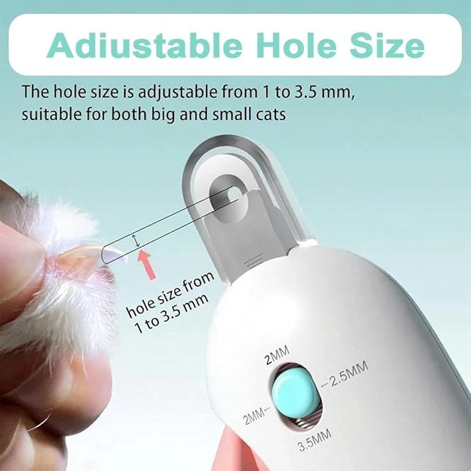 Pet Nail Clipper for Cats - Gentle Round-Hole, Adjustable Claw Clippers Trimmer with Dust Storage, Hidden Nail File, Safe Pet Claw Clipper Grooming Tool