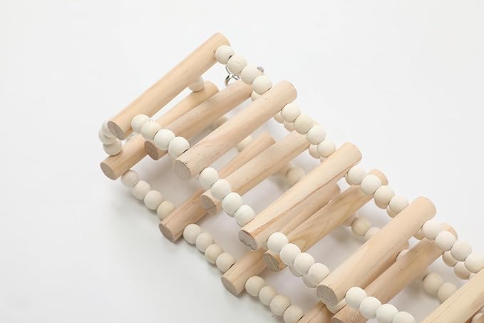 SIMENA Wooden Climbing Ladder for Birds & Hamsters, Interactive Swing & Ladder Toys for Small Pets – Ideal for Hamsters, Birds, Parrots, Squirrels, and Sugar Gliders (16 ladders, 36")