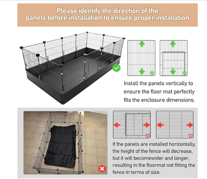 Tresbro Guinea Pig Cage with Waterproof PVC Bottom Liner & One-Hand Release Hook, Triple Fixing C&C Cage for Guinea Pigs, Bunny, Rabbit, Hedgehog, Small Animal Indoor Playpen 48''L x 24''W x 16''H