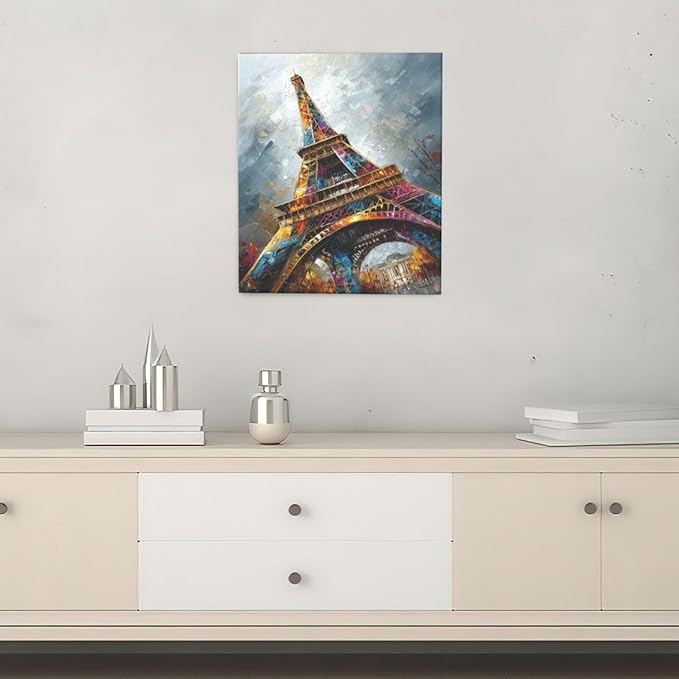 Paris Eiffel Tower Wall Art Paris Architecture Canvas Wall Decor Europe City Eiffel Tower Pictures Painting Print Artwork Framed Decorations Gifts for Living Room Bedroom Office 20"x24"