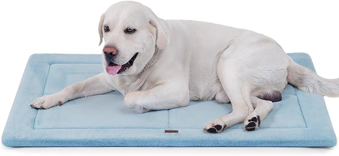 Made4Pets Dog Crate Pad Bed for Extra Large Dogs, Washable & Reversible, Anti-Slip Kennel Mat for Cozy Sleeping, Soft Fluffy Dog Bed for Indoor & Outdoor Use, 48"x30", Blue