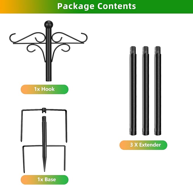 Shepherds Hooks for Outdoor, 2 Pack 76.8 in Heavy Duty Bird Feeder Pole, Thickened Double Shepherd Hook Stand for Hanging Plants, Lanterns, Solar Lights, Wind Chime, Hummingbird Feeder, Garden