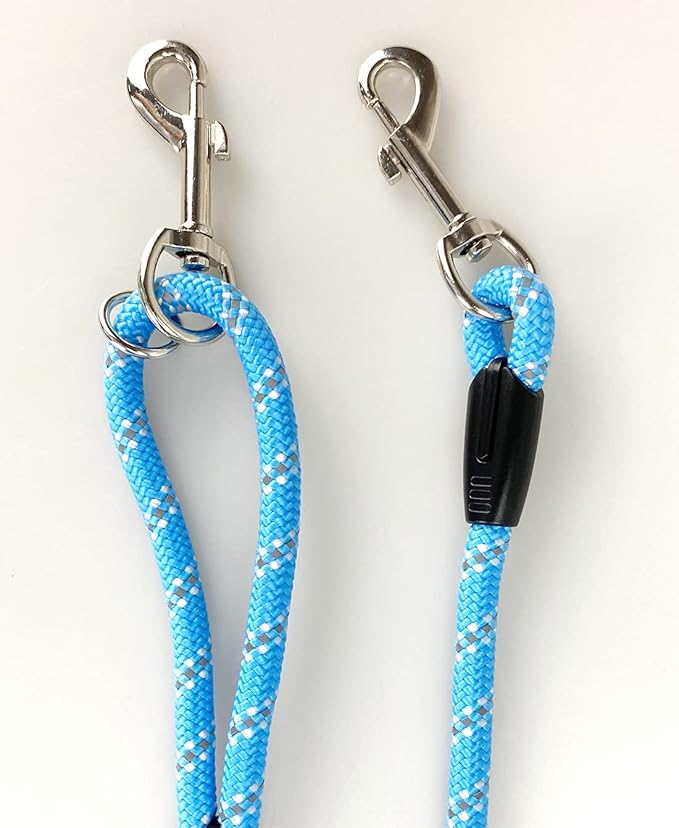 Long Rope Dog Leash for Dog Training 12FT 20FT 30FT 50FT, Reflective Threads Dog Cat Leashes Tie-Out Check Cord Recall Training Agility Lead for Large Medium Small Dogs (Blue, 10mm*50ft)