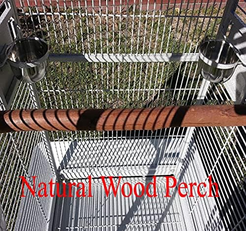 White Extra Large 28"x22"x65"H Double Ladders Open Play Top Wrought Iron Bird Parrot Parttot Finch Macaw Cockatoo Cage, Include Seed Guard and Toy Hook