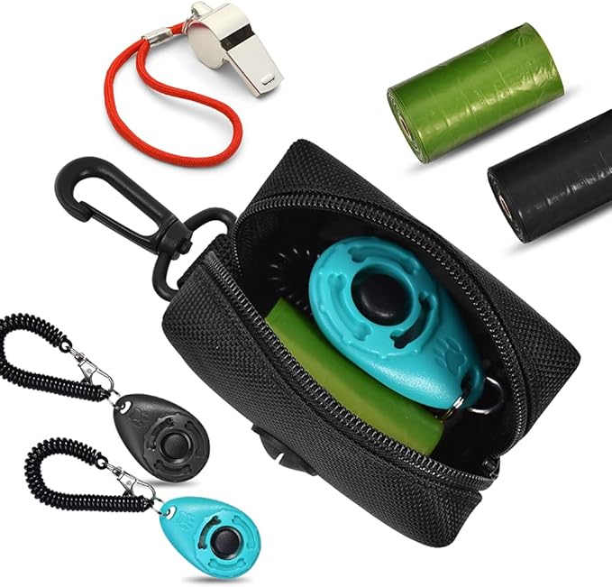 Dog Waste Bag Dispenser Pet Poop Bags Holder for Doggie Waste Bags Dispensers Soft Fabric Zipper Small Doggy Puppy Pouch for Leash Accessory Attachment with Carrier,2PCS Purple&Black