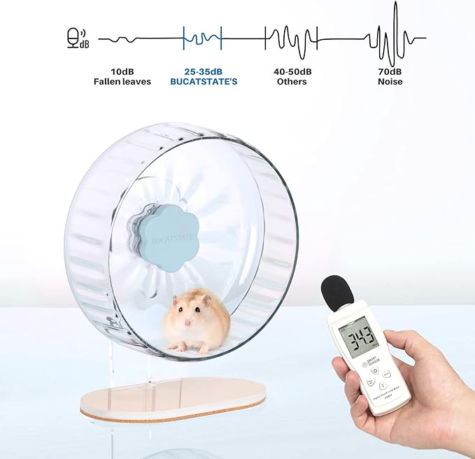 Bucatstate Super Silent Hamster Wheel Hamster Accessories Hamster Running Toys Small Animals Exercise Wheels Transparent 10.2 Inches