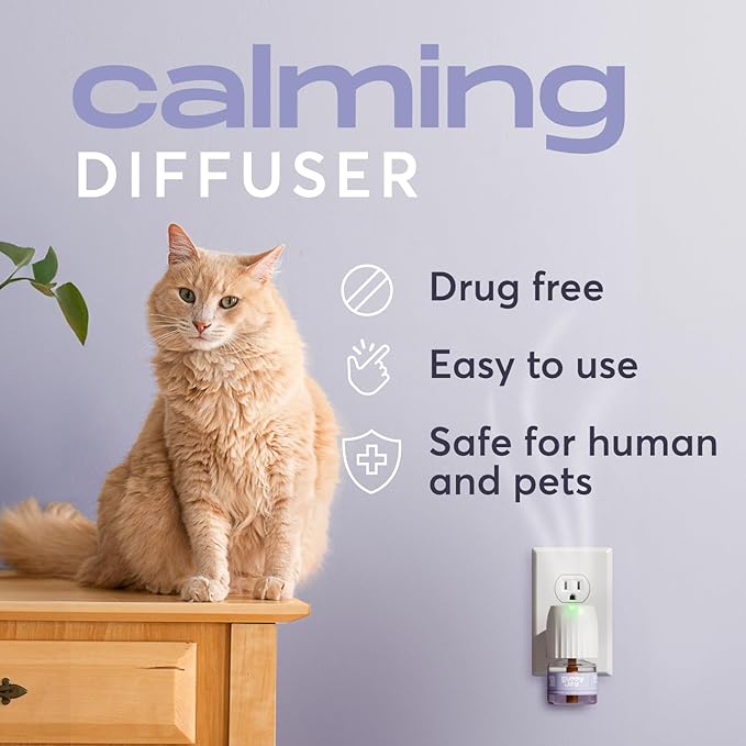 Cat Calming Diffuser Refills – Long-Lasting 30-Day Formula with Pheromones for Stress Relief, Relaxation, and Anxiety Reduction in Cats Easy to Use – (1 Refill)