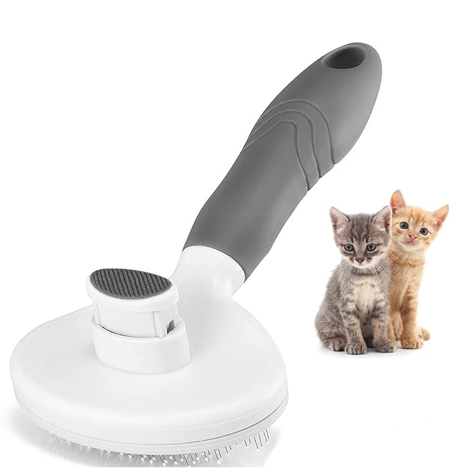 Cat Self Cleaning Slicker Brush, Pets Skin Friendly Grooming Brushes for Shedding Dogs Cats Hair Easy to Remove Loose Undercoat with Long or Short Hairs Pet Massage Tool for All Hair Type- UPGRADED