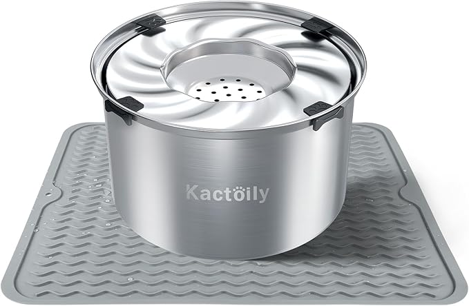 1.5 Gal Dog Water Bowl No Spill, 5.6L Stainless Steel Bowls and Non-Slip Dog Bowl Mats for Food and Water, Silicone Pet Feeding Mats for Floors Waterproof