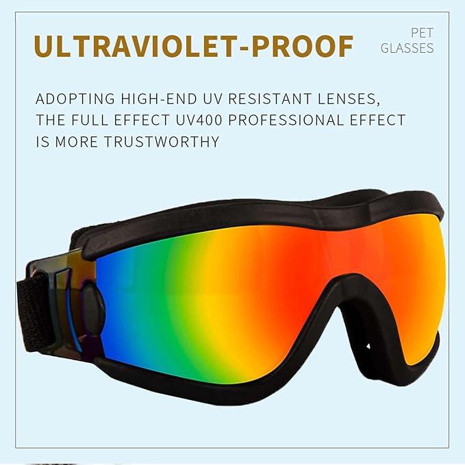 Medium Dog Sunglasses with Adjustable Strap UV Protection, Winproof Puppy Sunglasses, Suitable for Dogs Eyes Protection,Soft Dog Goggles