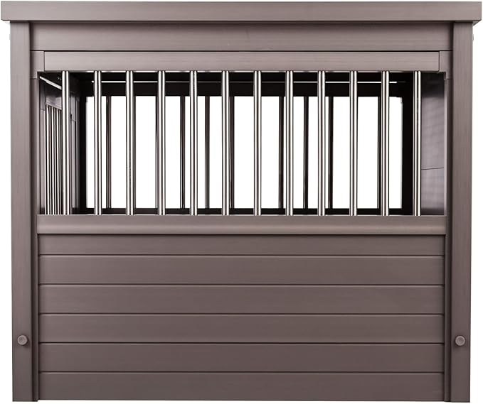 New Age Pet ECOFLEX Dog Crate End Table - Furniture-Style Pet Crate for Crate Trained Dogs - Stainless Steel Tubing & a Latched Closure - 10 Year Manufacturer's Warranty, Medium