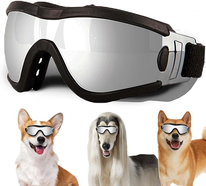 Medium Dog Sunglasses with Adjustable Strap UV Protection, Winproof Puppy Sunglasses, Suitable for Dogs Eyes Protection,Soft Dog Goggles