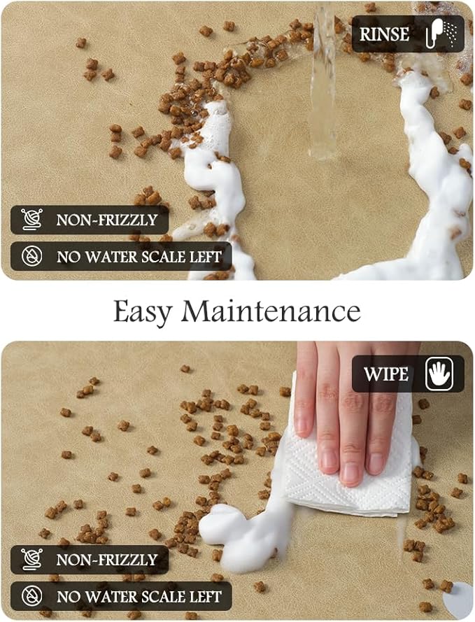 Pet Feeding Mat-Absorbent Dog Mat for Food and Water Bowl-No Stains Quick Dry Water Dispenser Mat-Dog Accessories Pet Supplies-Bowl for Messy Drinkers(Beige,23"x34"