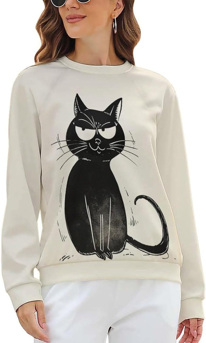 Womens Long Sleeve Tops Y2k Japanese Art Print Sweatshirts Fall Pullover for Women Crewneck Vintage Shirts Boho Tops