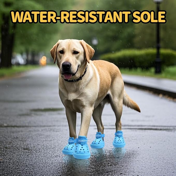 JZXOIVA Dog Shoes for Hot Pavement, Dog Booties for Small Dogs, Breathable Dog Boots & Paw Protectors, Adjustable Non-Slip Dog Rain Booties, Waterproof Pets Sandals for Beach Blue Size 1