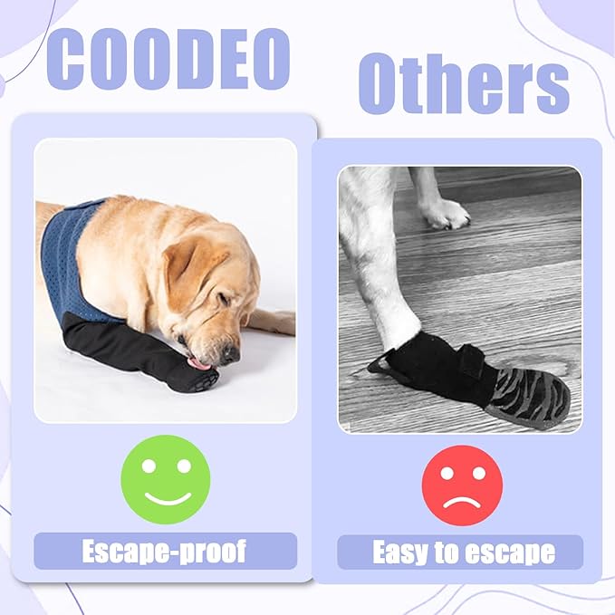 COODEO Dog Socks to Prevent Licking Paws, Healing Boots & Paw Protectors with Non-Slip Bottoms for Wound Protection, Waterproof Sleeve Shoes for Licking(Blue,2XL_Right